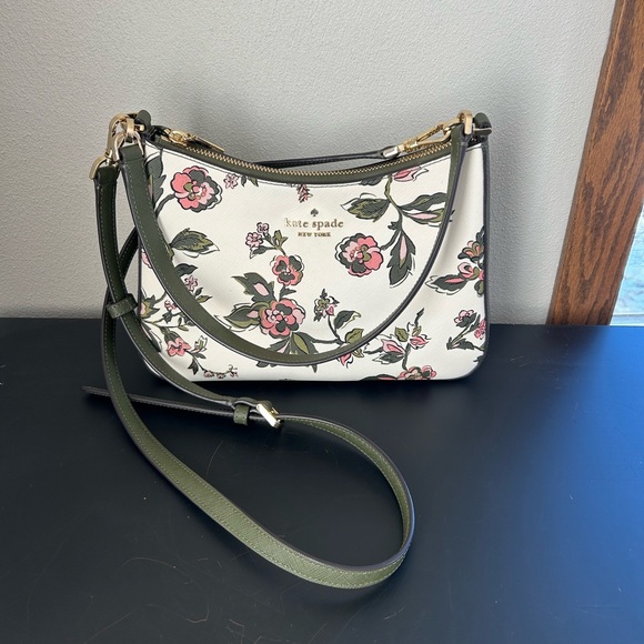Kate Spade Floral Forest Blooms Leather Crossbody Shoulder Bag - Picture 2 of 15